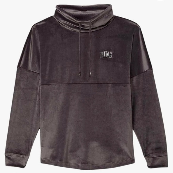 Victoria’s Secret PINK Varsity Velour Cowl Neck Relaxed Fit Tunic Top SZ Medium - Picture 2 of 9